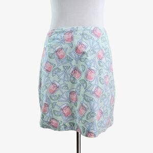 Vineyard Vines Size 4 Cocktail Mini Skirt Print Green Pink *as is